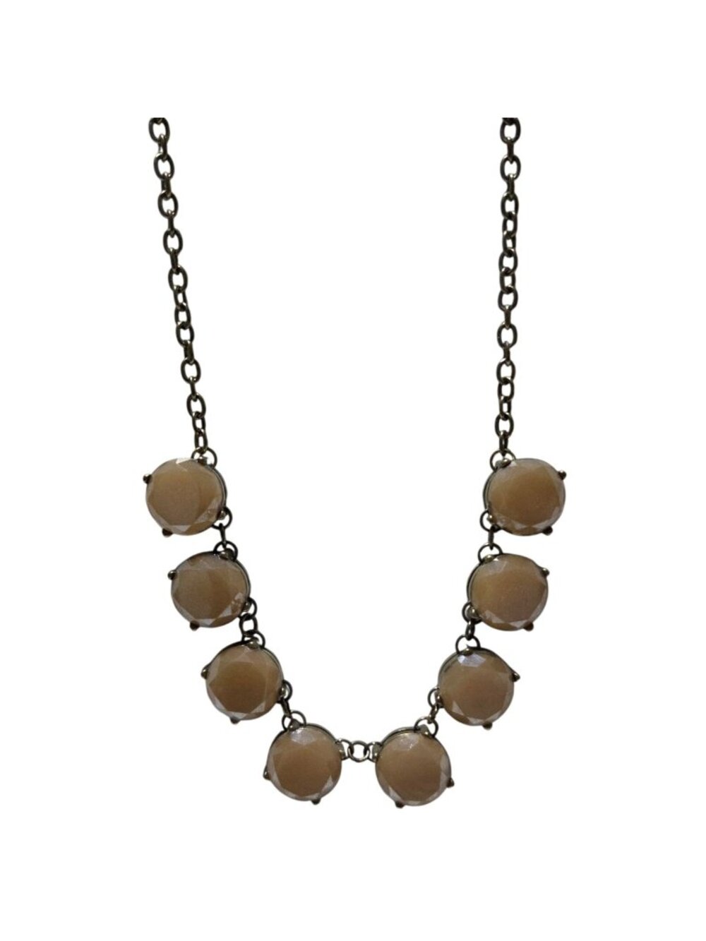 Vintage Station Necklace Beige Faceted Resin Stones Retro 50s 60s Jewelry Women